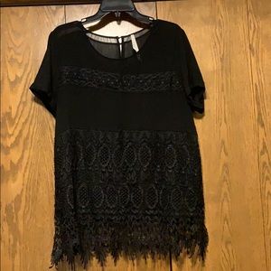 Black Lace Chiffon Top